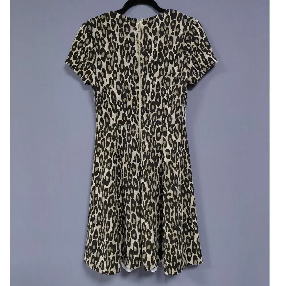 Kate Spade Black A-Line Short Lined Animal Print Dress Women Size 6